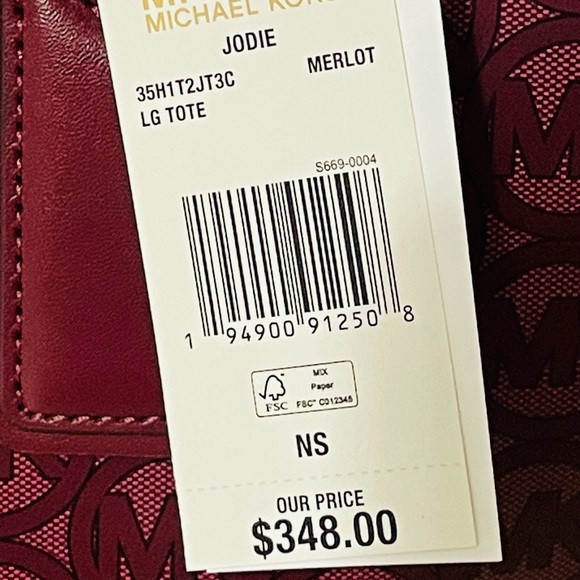 NWT Michael Kors Jodie Merlot Large Logo Jacquard Tote Bag - Picture 5 of 12